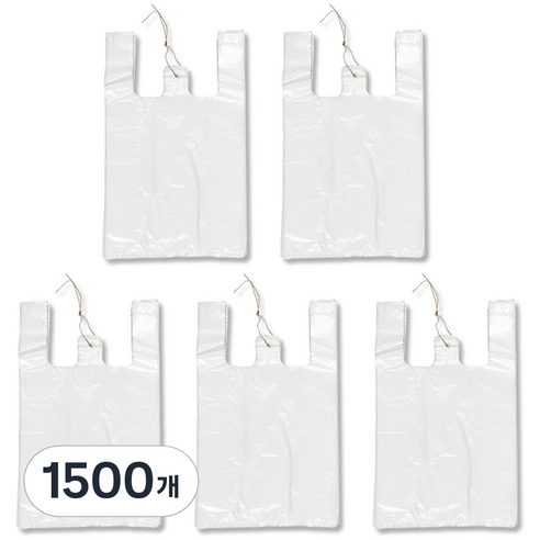 애니돌 손잡이 마트 비닐봉투 유백, 5L, 1500개