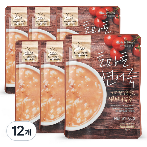 원더푸드 강아지 건강죽, 토마토 연어죽, 80g, 12개