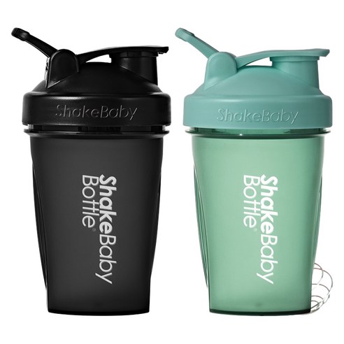 쉐이크베이비 보틀 쉐이커 2종 세트, 블랙 + 그린, 600ml, 2개