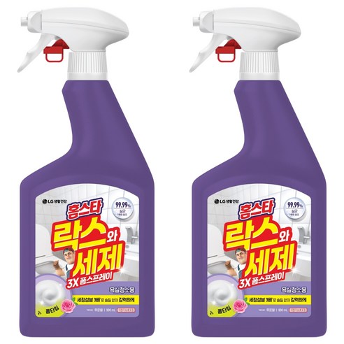 홈스타 락스와세제 3X 폼스프레이 후로랄 욕실청소용, 900ml, 2개