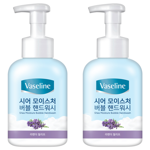 바세린 시어 모이스처 버블 핸드워시 라벤더향, 500ml, 2개