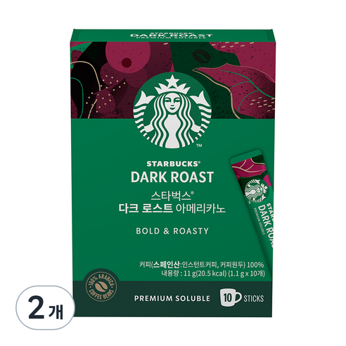 스타벅스 다크 로스트 아메리카노 원두커피믹스, 1.1g, 10개입, 2개