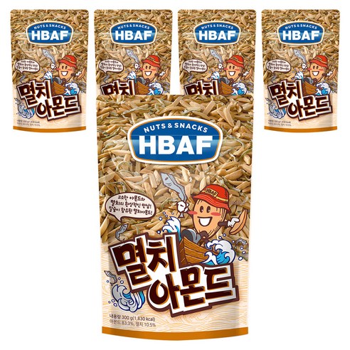 HBAF 멸치 아몬드, 300g, 5개