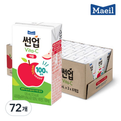 매일유업 썬업 Vita C 애플 주스, 125ml, 72개