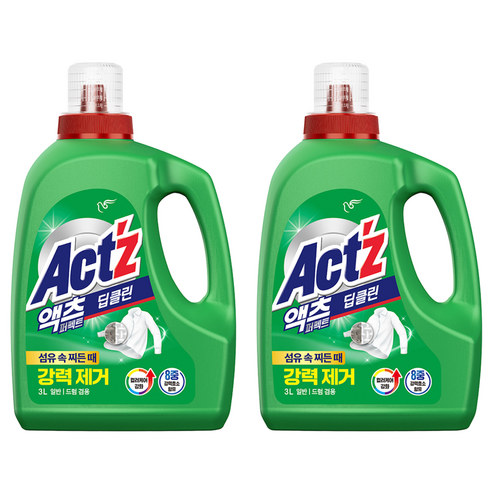 액츠 퍼펙트 딥클린 액상세제 본품, 3L, 2개