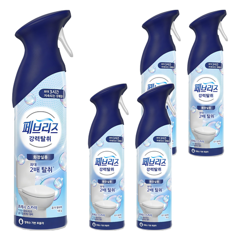 페브리즈 에어 화장실용 강력 탈취제 프레시 스카이 본품, 165g, 5개