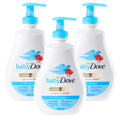 베이비도브 유아용 바디워시 리치모이스처, 400ml, 3개