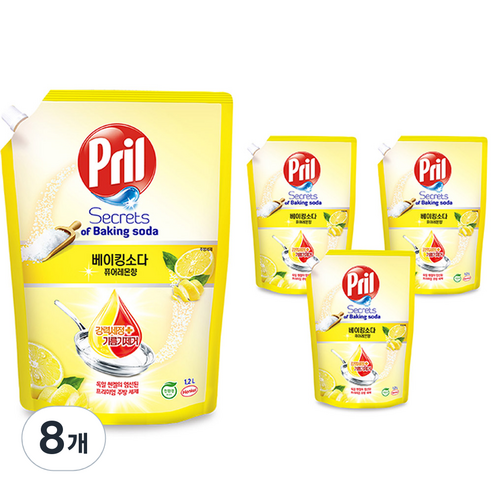프릴 시크릿 오브 베이킹소다 퓨어레몬, 1.2L, 8개