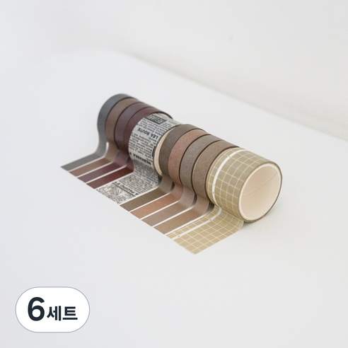 케이트가든 컬러 데코 마스킹테이프 10색 세트, 카키, 6세트