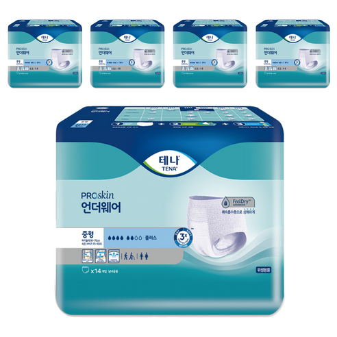 빈다 테나 언더웨어 플러스 성인기저귀, 중형, 14개입, 5개