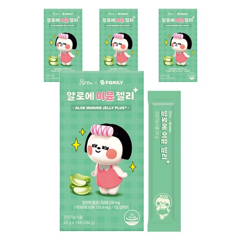 GRN 알로에 이뮨 젤리 플러스 14p, 280g, 4개