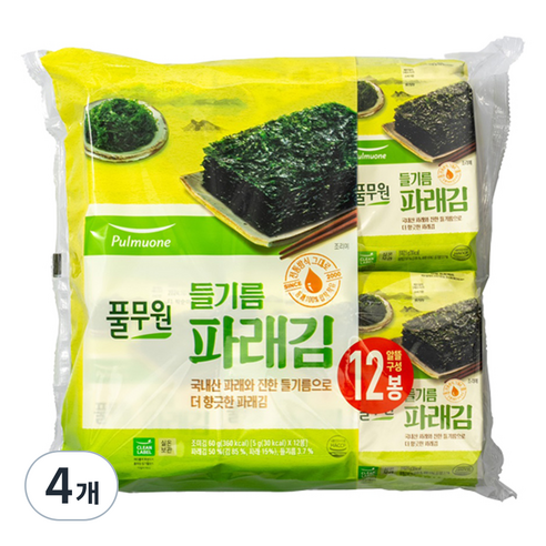 풀무원 들기름 파래김, 60g, 4개