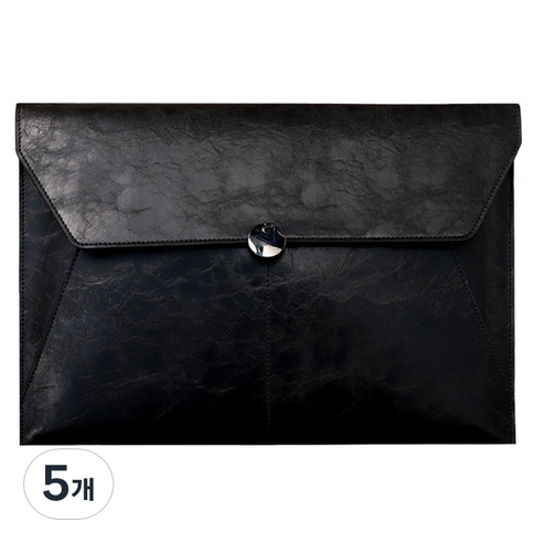 동아피엠에스 A4파일 고급가죽클러치, 다크블랙, 5개