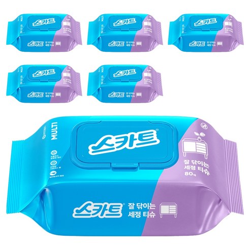 스카트 잘 닦이는 세정티슈, 6개