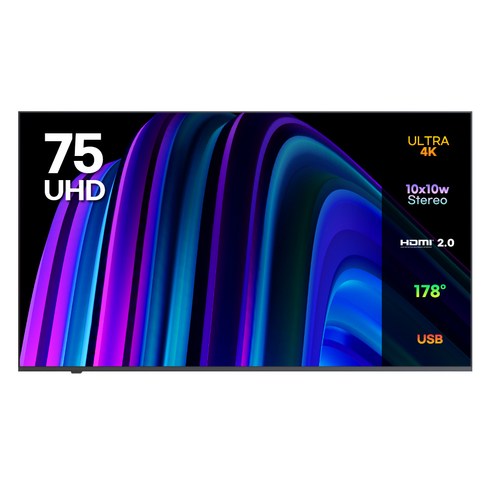 [10% 환급가전] 이노스 4K UHD LED TV 75인치 제로베젤 티비 190cm(75인치), 화면크기 (cm/(인치)), E7500UHD × 벽걸이형 × 방문설치, 모델명/품번 × 스탠드/벽걸이 구분 × 설치지원방식 섬네일