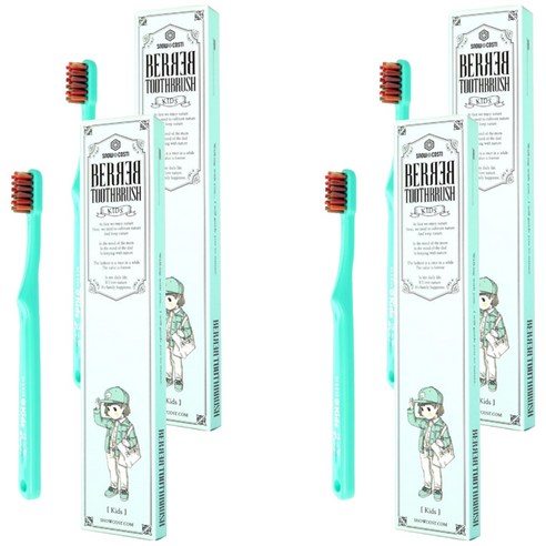 베르베르 어린이 칫솔, 민트, 4개, 1개입