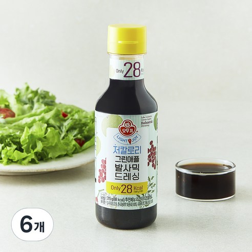 오뚜기 LIGHT&JOY 그린애플발사믹 저칼로리 드레싱, 315g, 6개