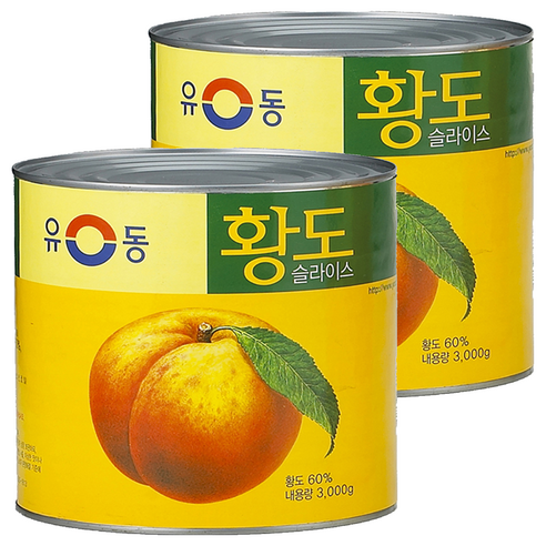 유동 황도 슬라이스 통조림, 3kg, 2개