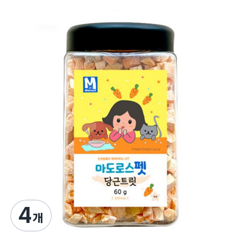 마도로스펫 반려동물 간식 60g, 당근트릿, 4개