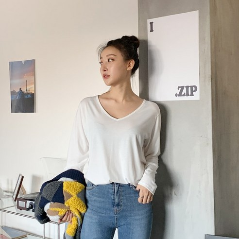 여성용 아르벨 데일리 브이넥 티셔츠