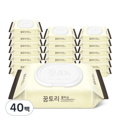 꿈토리 도톰한 나비의꿈 물티슈 캡형 55평량, 60매입, 20팩