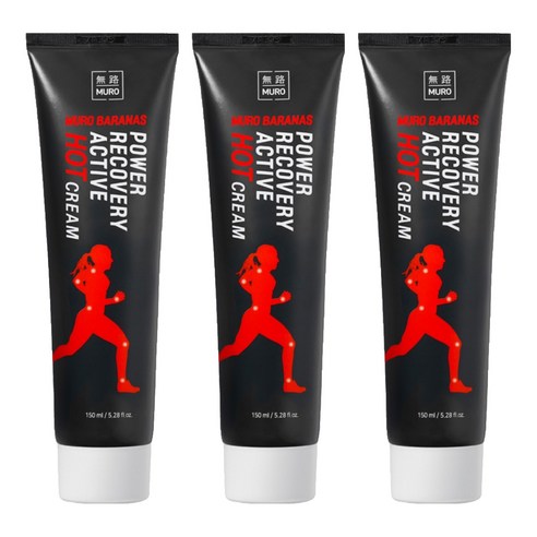무로 바라나스 파워 리커버리 액티브 핫크림, 3개, 150ml