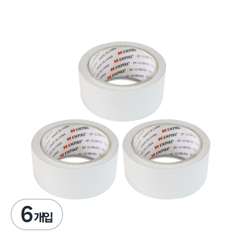 엠파이어 산업용 양면테이프 48mm x 20m, 화이트 반투명, 6개입
