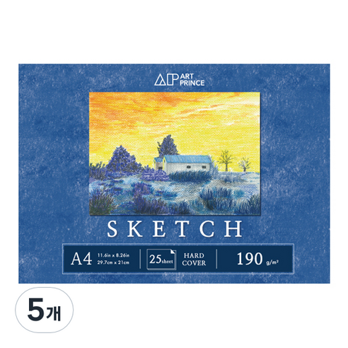 두성 아트프린스 스케치 무선 스케치북 190g S06, A4, 25매, 5개