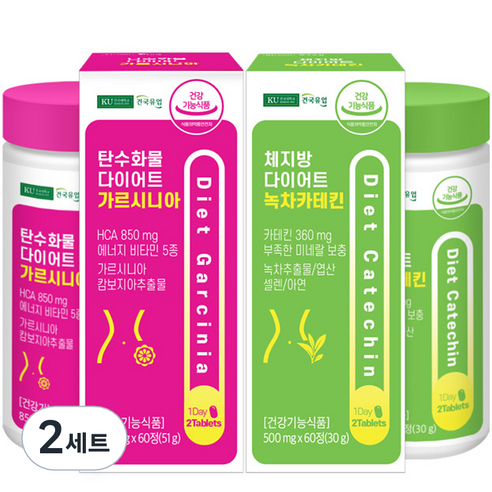 건국유업 체지방 다이어트 녹차카테킨 + 탄수화물 다이어트 가르시니아 세트, 2세트, 60정