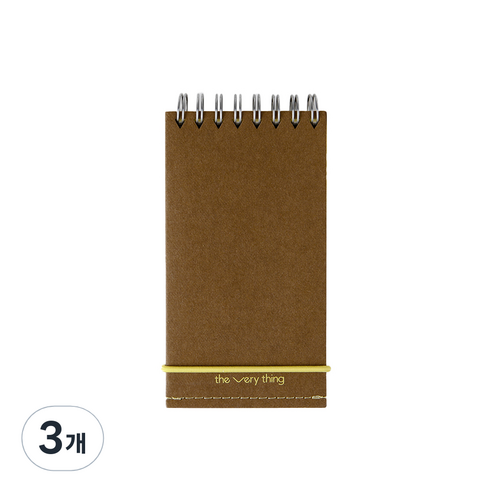 소소문구 더 베리띵 노트 핸디 130mm x 70mm, brown, 3개