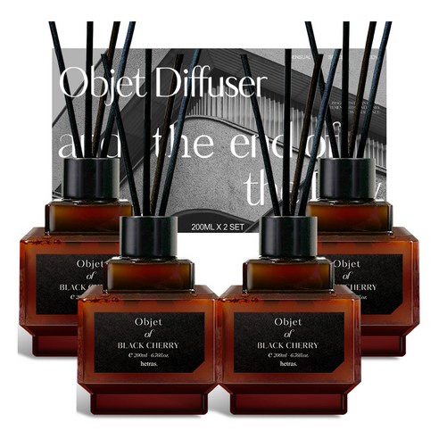 헤트라스 오브제 디퓨저 선물세트, 블랙체리, 200ml, 4개