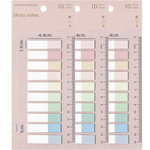오트라 스티키 노트 분류 체크 점착메모지, 스퀘어 - 파스텔, 3개