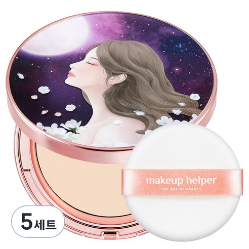 메이크업헬퍼 아트 팩트 오리지널 프로피니쉬 오로라문라이트 25g + 전용 퍼프, 22호 누드베이지, 5세트