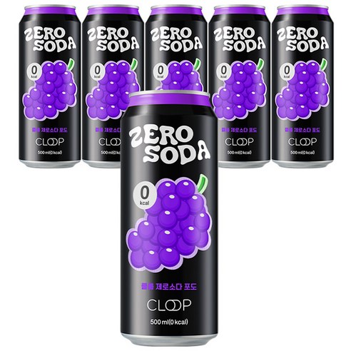 클룹 제로소다 탄산음료 포도, 6개, 500ml