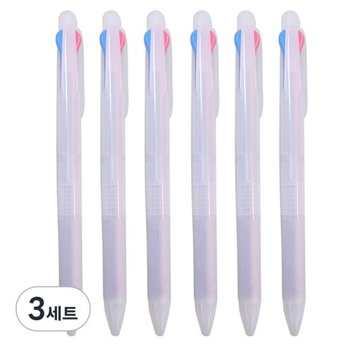 문구담 삼색펜 6p, 검정 + 파랑 + 빨강(삼색펜), 3세트