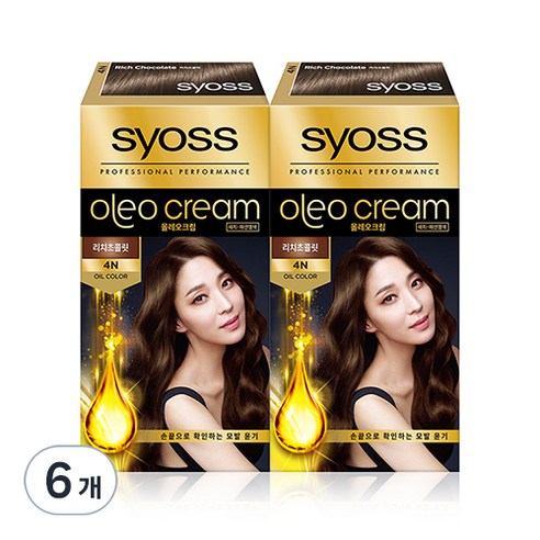 사이오스 올레오크림 4엔 염모제, 4N 리치 초콜릿, 6개