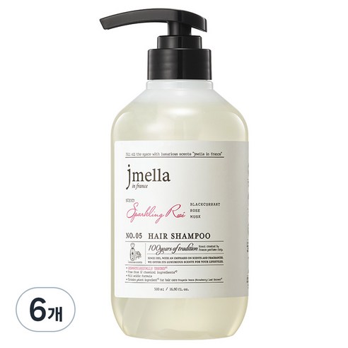 제이멜라 인 프랑스 페이보릿 스파클링 로제 헤어 퍼퓸 샴푸, 6개, 500ml