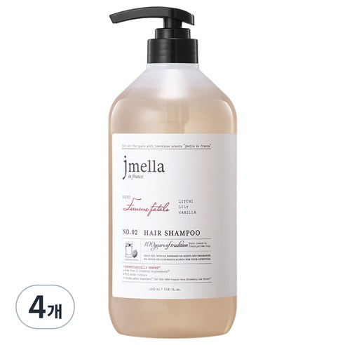 제이멜라 인 프랑스 팜므파탈 헤어 샴푸, 1000ml, 4개