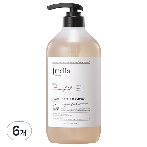 제이멜라 인 프랑스 팜므파탈 헤어 샴푸, 1000ml, 6개