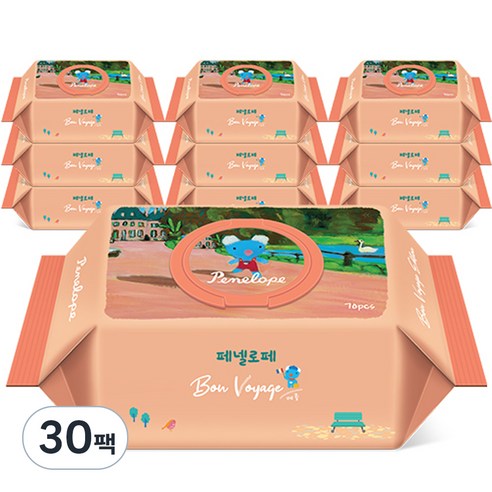 페넬로페 본보야지 메종 저자극 아기물티슈 캡형 55gsm, 70매입, 10팩