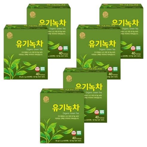 우리차 유기녹차, 1.2g, 40개입, 6개