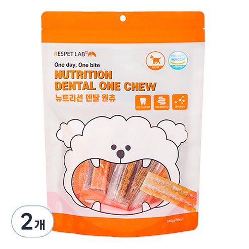 리스펫랩 강아지 뉴트리션 덴탈 원츄 덴탈껌, 치석제거, 2개, 240g