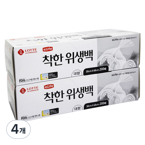 롯데이라이프 착한 위생백 대형 30 x 40 cm 200매, 대(L), 200개, 4개