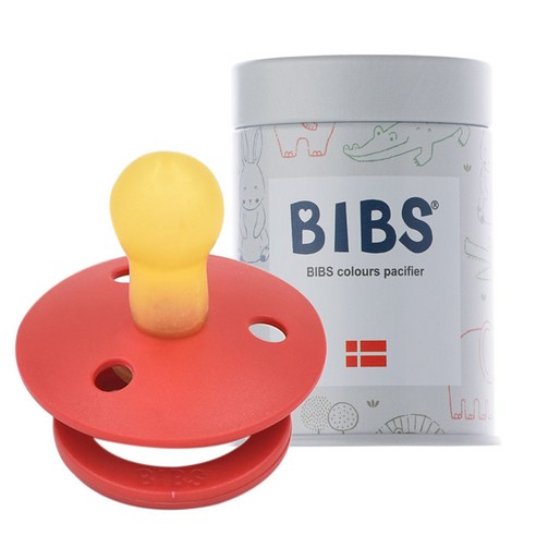 BIBS 데니쉬 공갈 젖꼭지 + 하드케이스, 2단계(6~18개월), 스트로베리