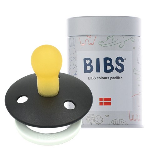 BIBS 데니쉬 공갈 젖꼭지 + 하드케이스, 1단계(0~6개월), 블랙나이트
