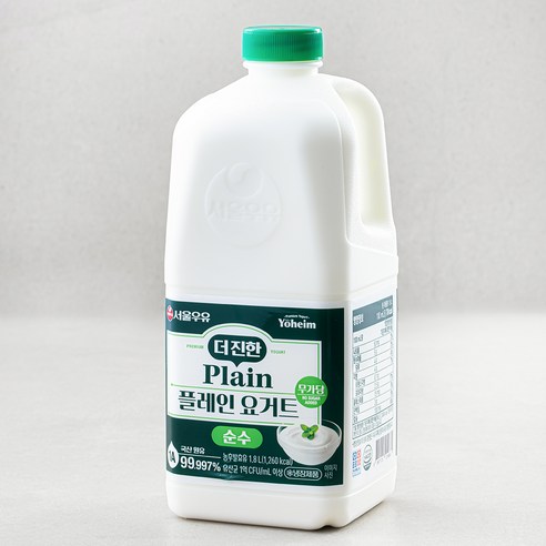 서울우유 더 진한 순수 플레인 요거트, 1.8L, 1개, 1.8L × 1개이라는 상품의 현재 가격은 6,960입니다.