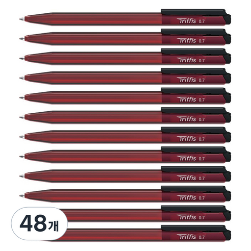 모나미 트리피스 볼펜 0.7mm, 적색, 48개
