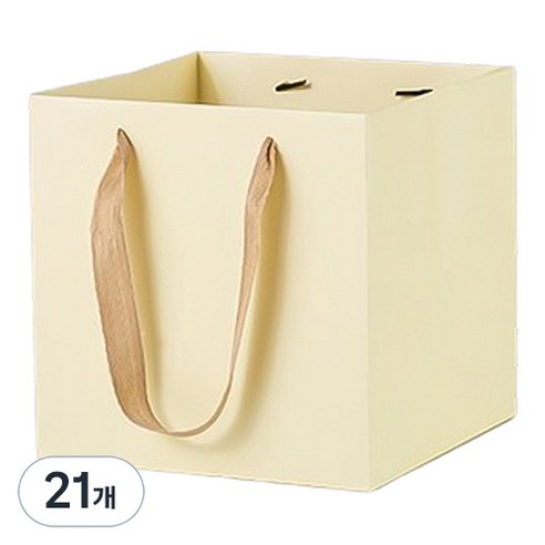 마켓감성 컬러 와이드 정사각 쇼핑백 중, 베이지, 21개