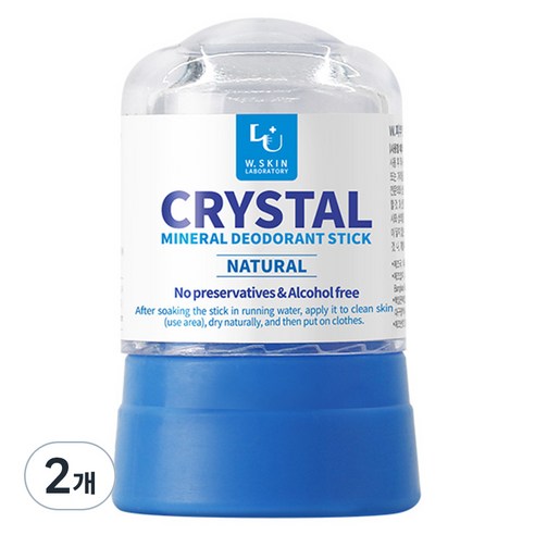 더블유피부연구소 크리스탈 데오드란트 네추럴, 45g, 2개