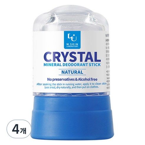 더블유피부연구소 크리스탈 데오드란트 네추럴, 45g, 4개